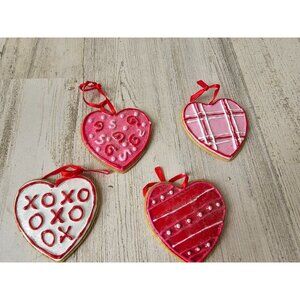 Large heart cookie Valentine's ornament decor glitter sparkle unique vintage
